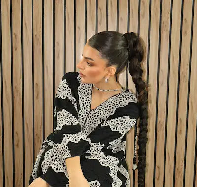 Keke Ivory Black Jalabiya