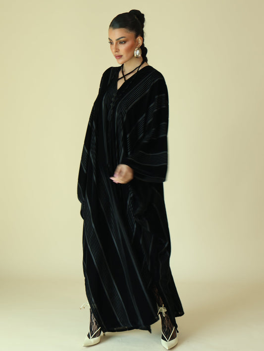 Keke Velvet Sheer Stripes Jalabiya