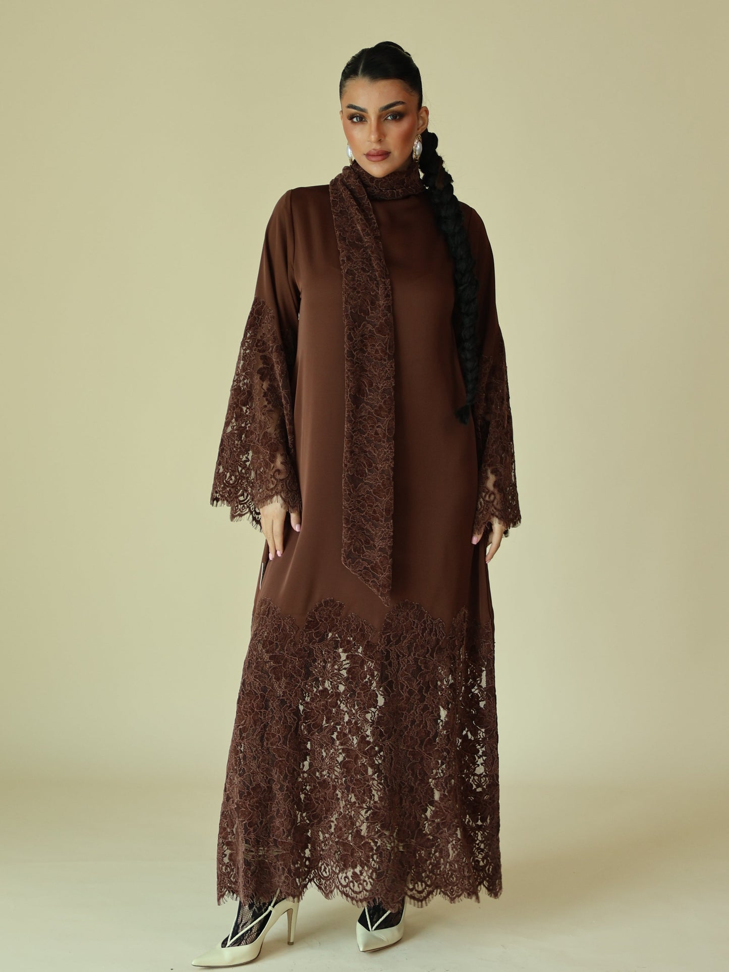 Keke Mocha Lace Jalabiya