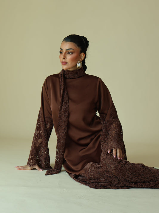 Keke Mocha Lace Jalabiya