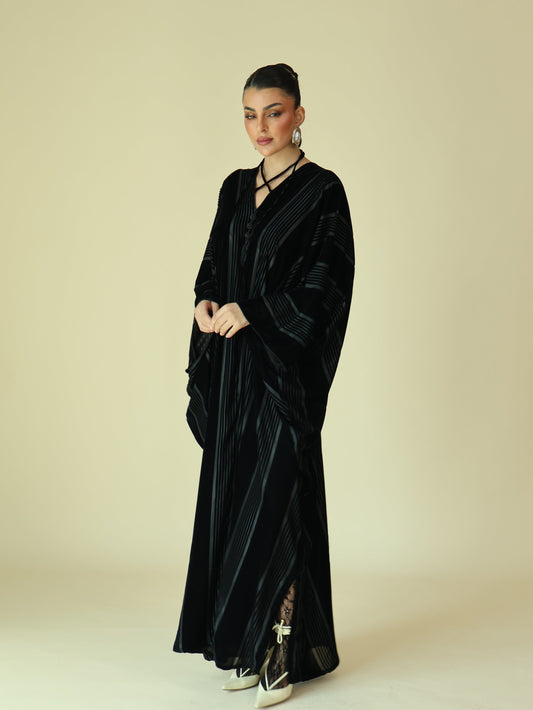 Keke Velvet Sheer Stripes Jalabiya