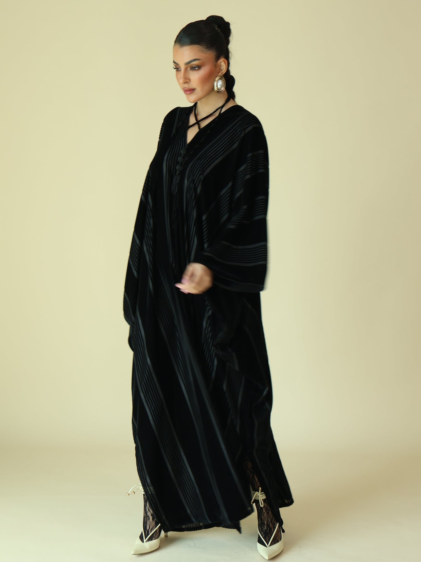 Keke Velvet Sheer Stripes Jalabiya