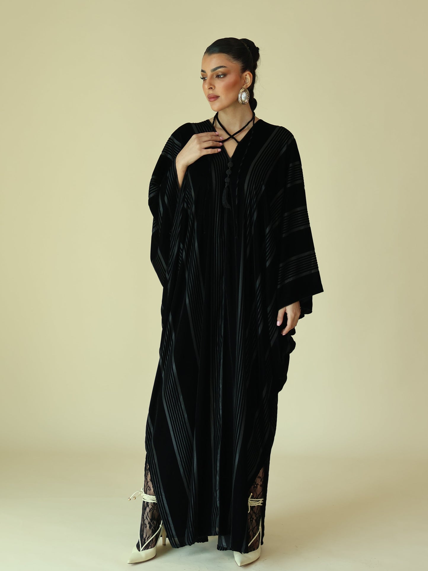 Keke Velvet Sheer Stripes Jalabiya