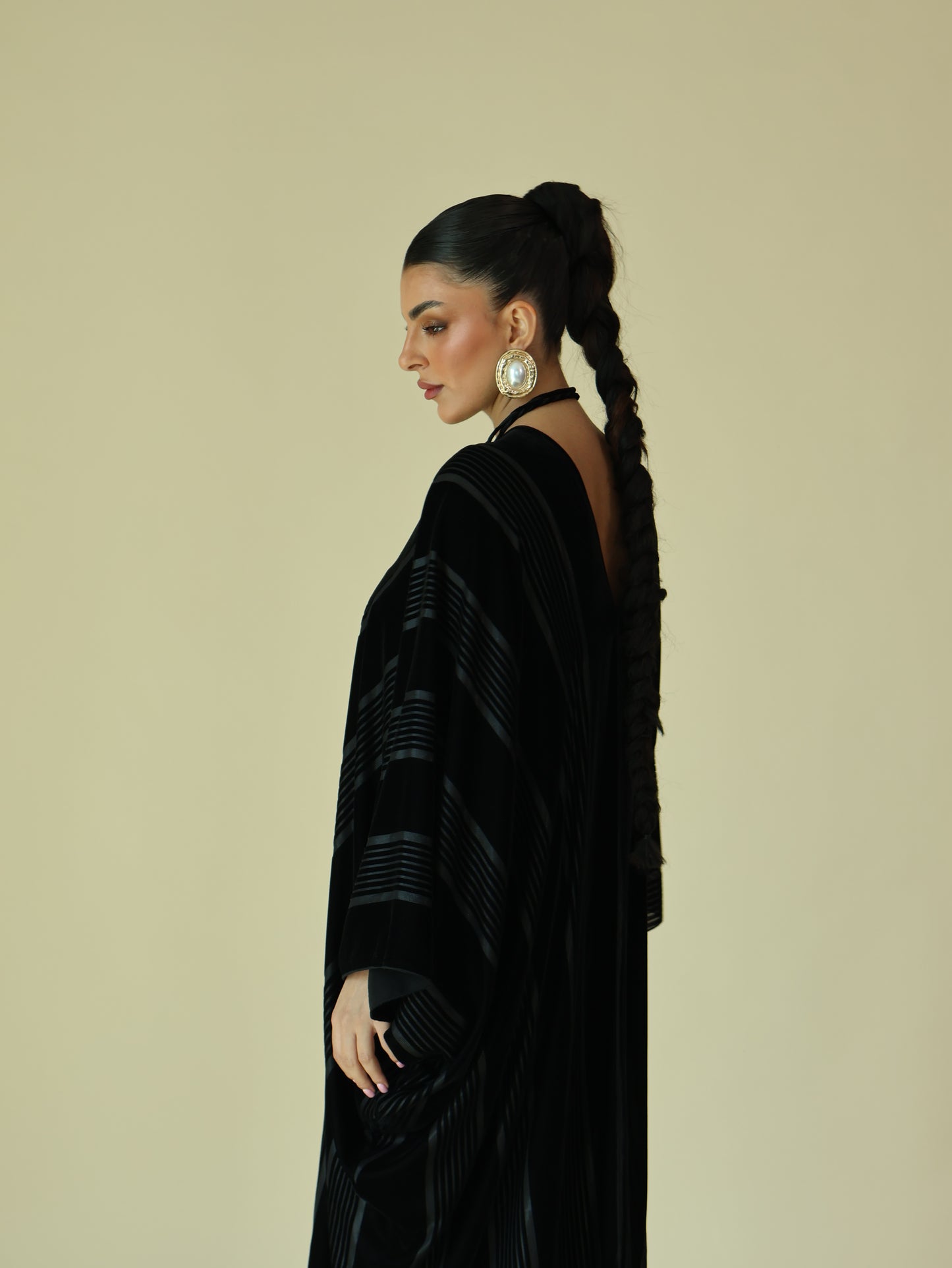 Keke Velvet Sheer Stripes Jalabiya