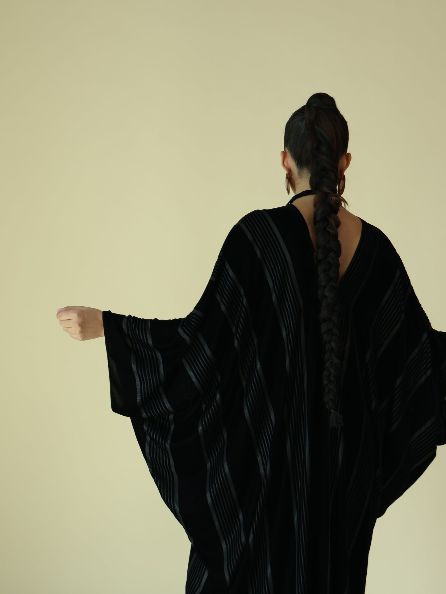 Keke Velvet Sheer Stripes Jalabiya