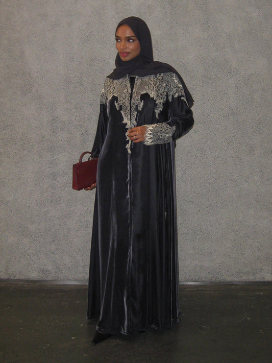 The keke velvet lace abaya